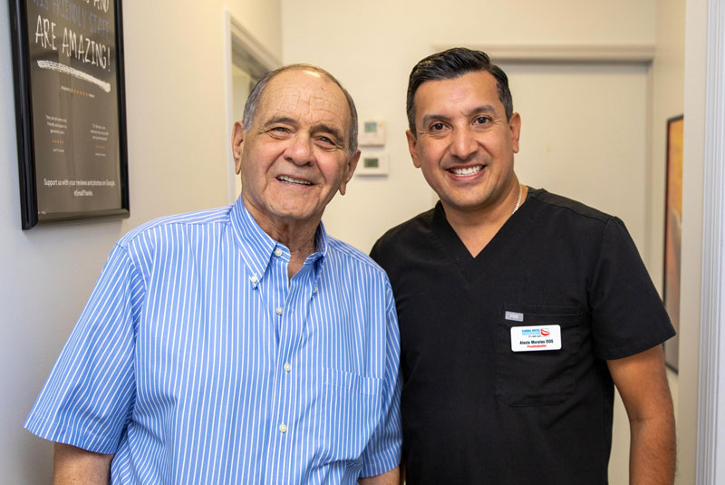 older dental patient with drmorales after implants placed